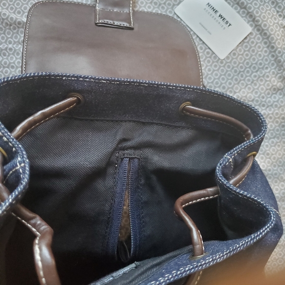 NEW Soft Leather & Denim Backpack - Picture 6 of 7